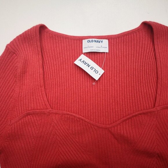 NWT Old Navy Girls Size Large Red Square Neckline Sweater - Picture 4 of 10